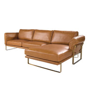 Divano chaise longue destro in pelle di cammello