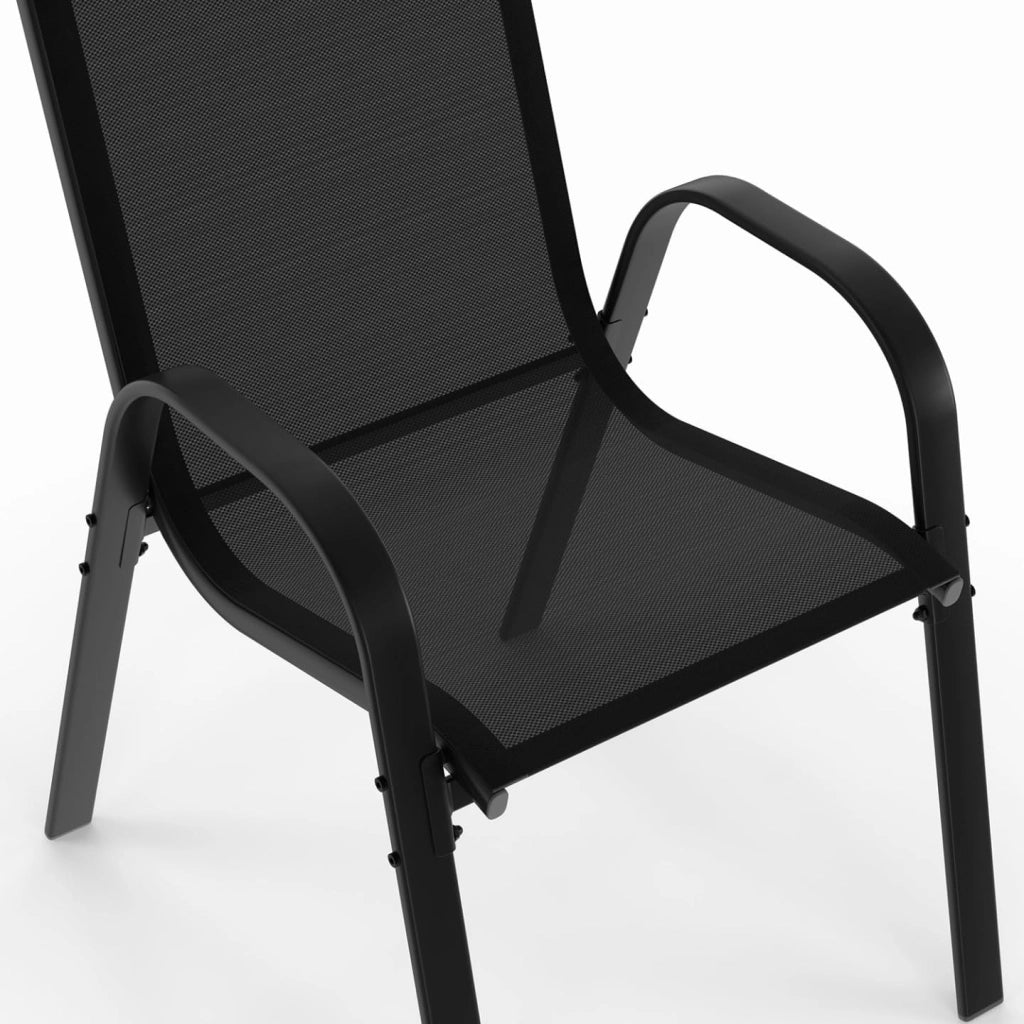Set di mobili da Giardino Madrid Tavolo 150 CM e 6 sedie impilabili Nero