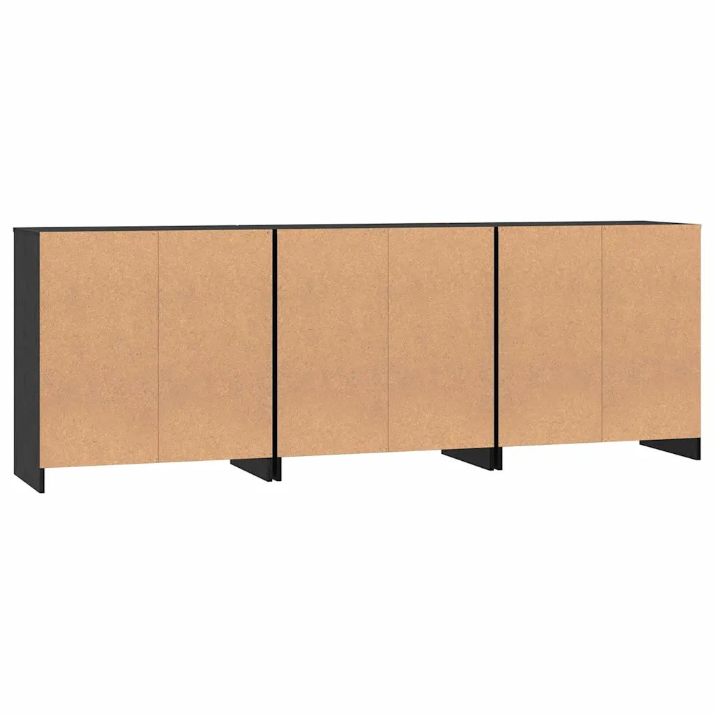 Credenza 3 pz-Set di 3 Buffet-Armadio da cucina Rovere nero 70 x 41 x 75 cm Legno multistrato