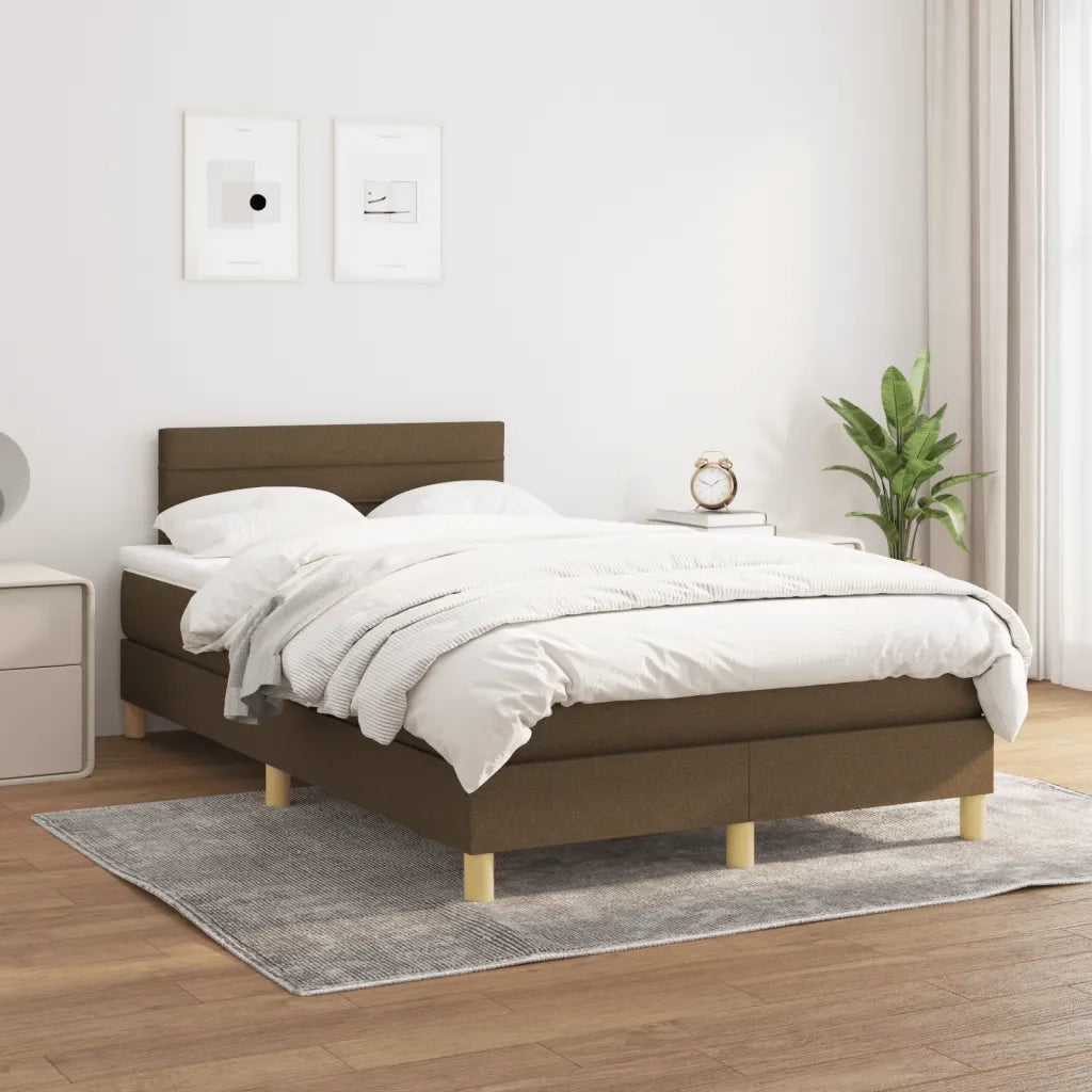 Giroletto a Molle con Materasso Marrone Scuro 120x200cm Tessuto 3140684