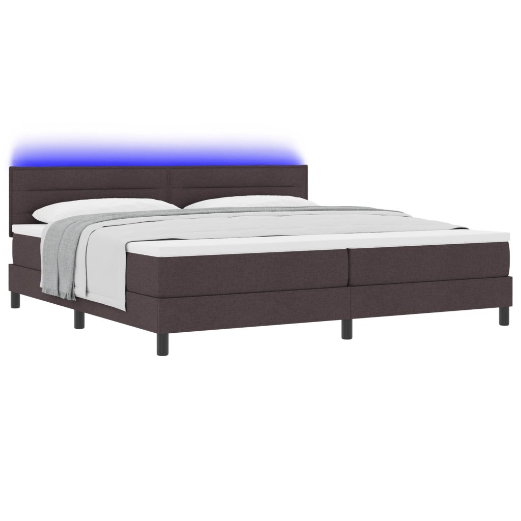 Letto Box Spring con Materasso e LED Marrone Scuro 200x200 cm Tessuto