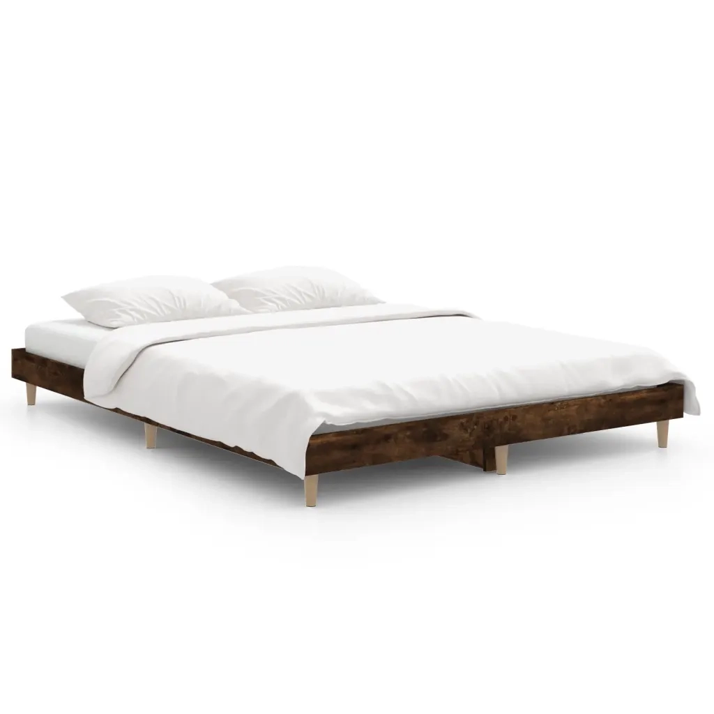 Letto matrimoniale | Letto per adulti | Giroletto Rovere Fumo 135x190 cm in Legno Multistrato