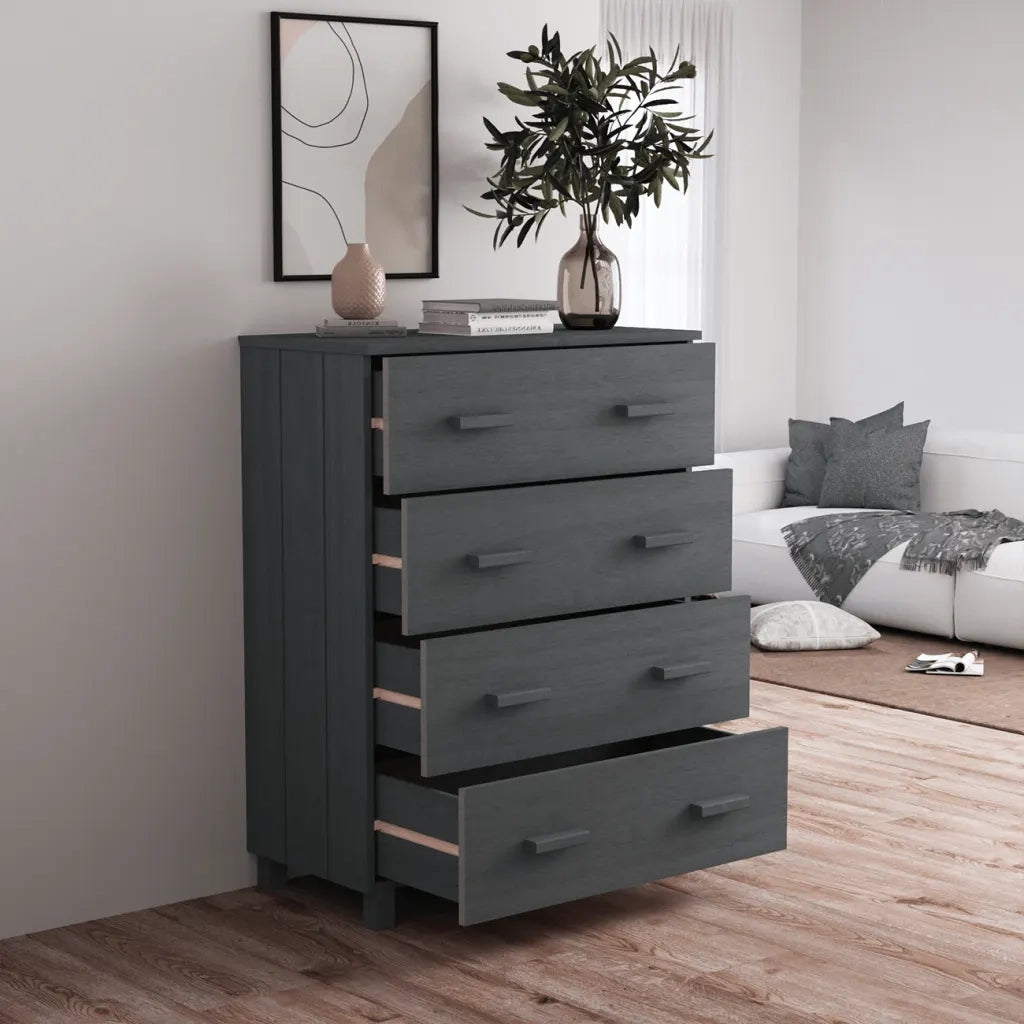 Credenza Grigio Scuro 79x40x103,5 cm in Legno Massello di Pino cod mxl 25103