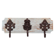 Appendiabiti da parete in legno e metallo 3 ganci blu 40x13x10h