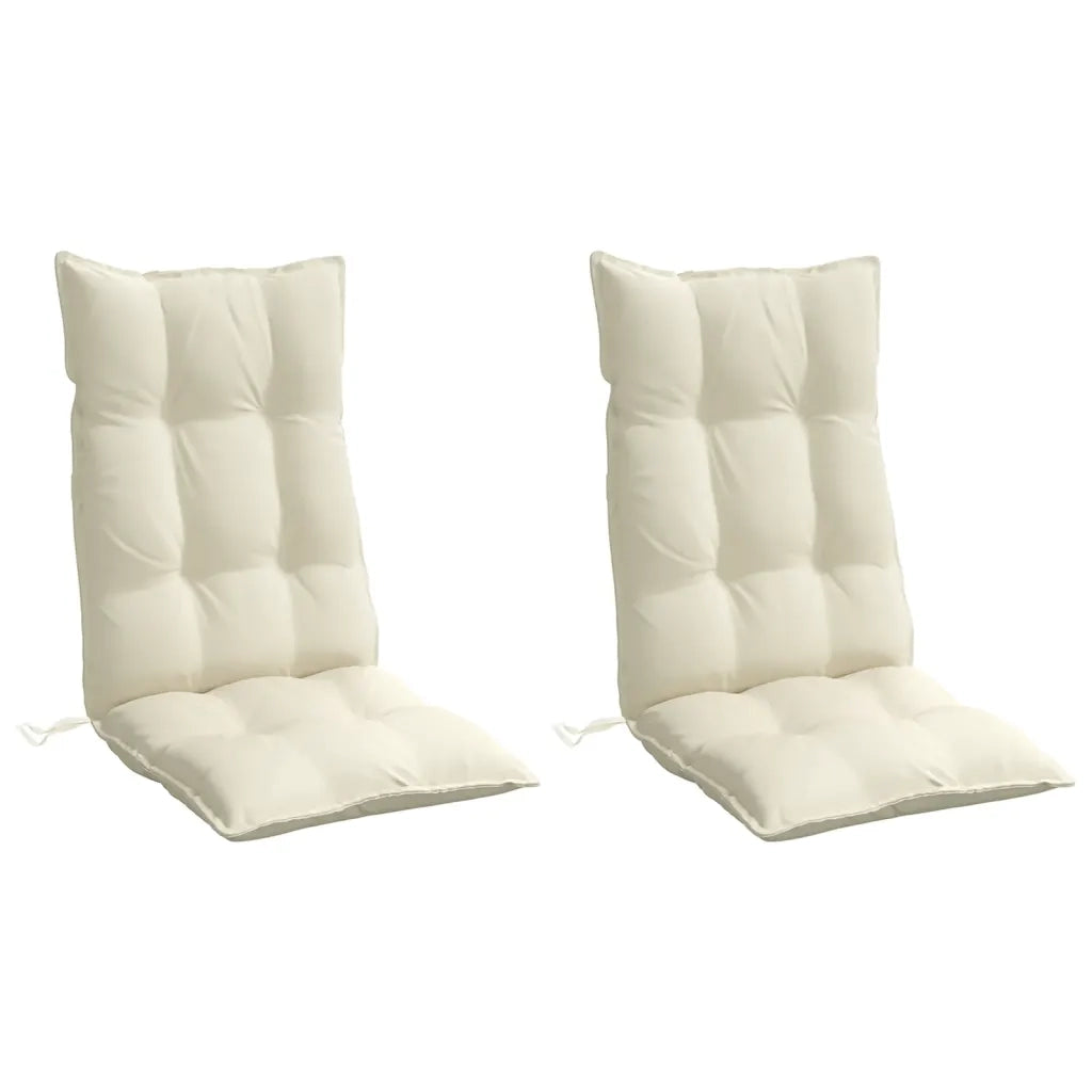 Cuscini per Sedia con Schienale Alto 2 pz Crema Tessuto Oxford 377608