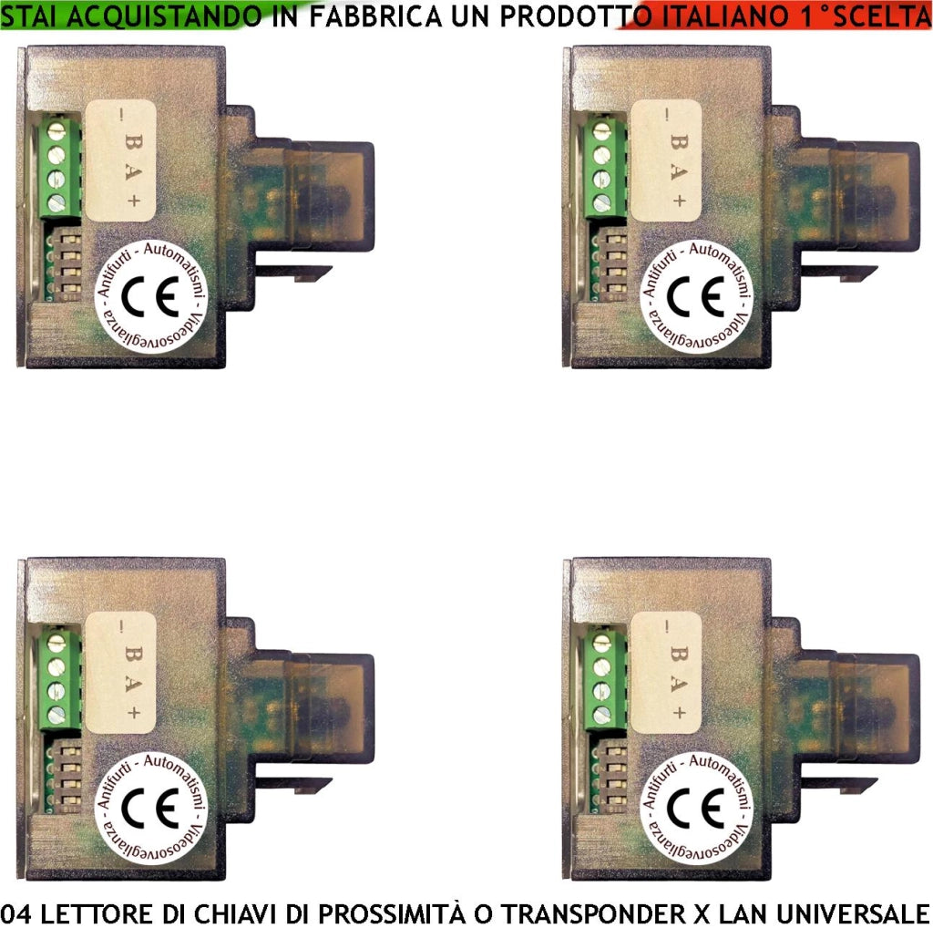 Toppa 4 Lettori Chiavi di Prossimità Trasponder RIFD RJ45 da Inserire su Presa LAN Modulo 501-3 Universale di Qualsiasi Marca Riconosce Codici Securvera Uso Aggiunta o Ricambio Kit Chiave Esistente