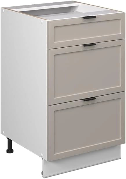 Mobiletto base per cucina Fame-Line, GrigioBeige, 50 cm senza piano di lavoro, per la combinazione con altri moduli della serie Fame-Line