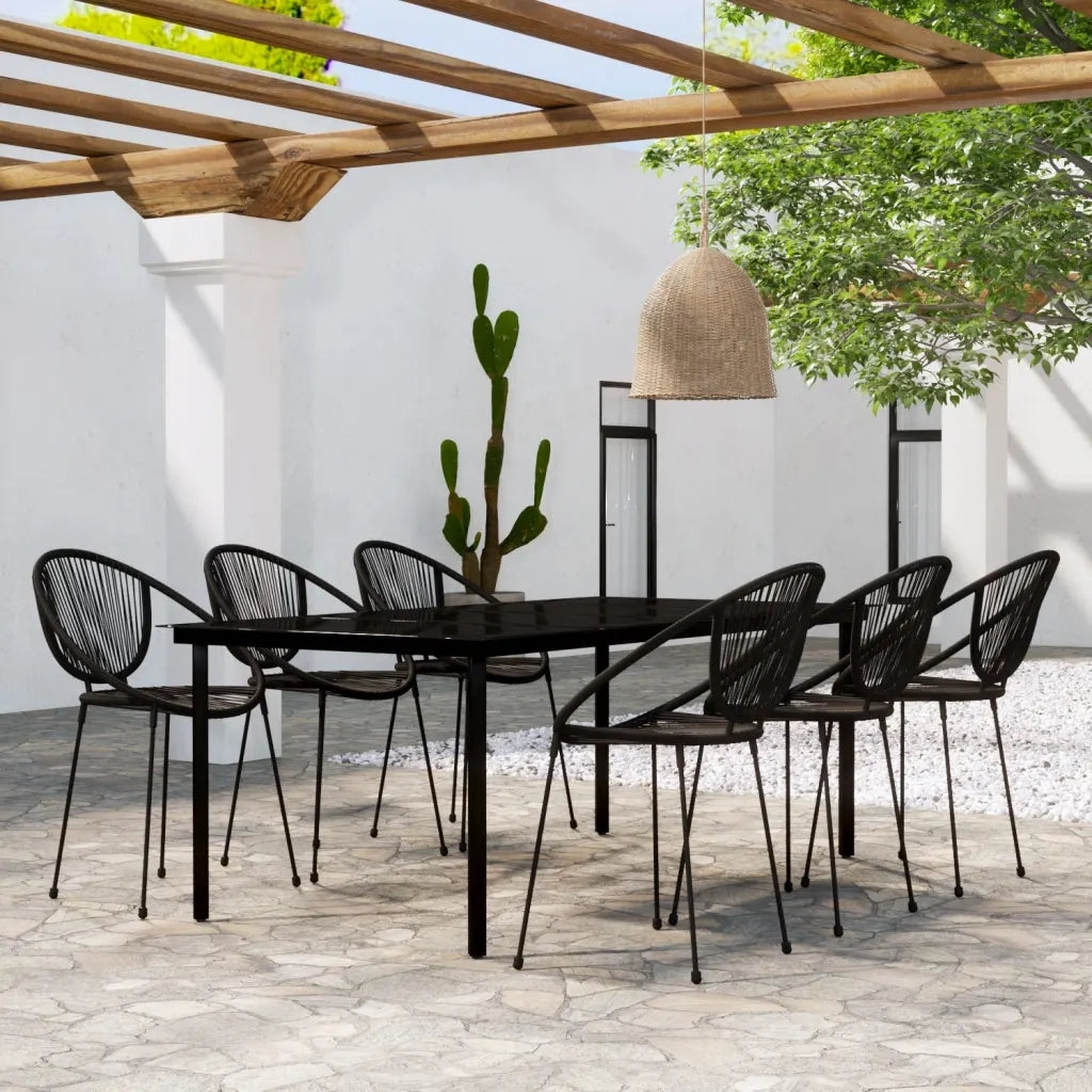 Set da Pranzo per Giardino 7 pz con Cuscini Nero 3099129