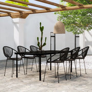Set da Pranzo per Giardino 7 pz con Cuscini Nero 3099129