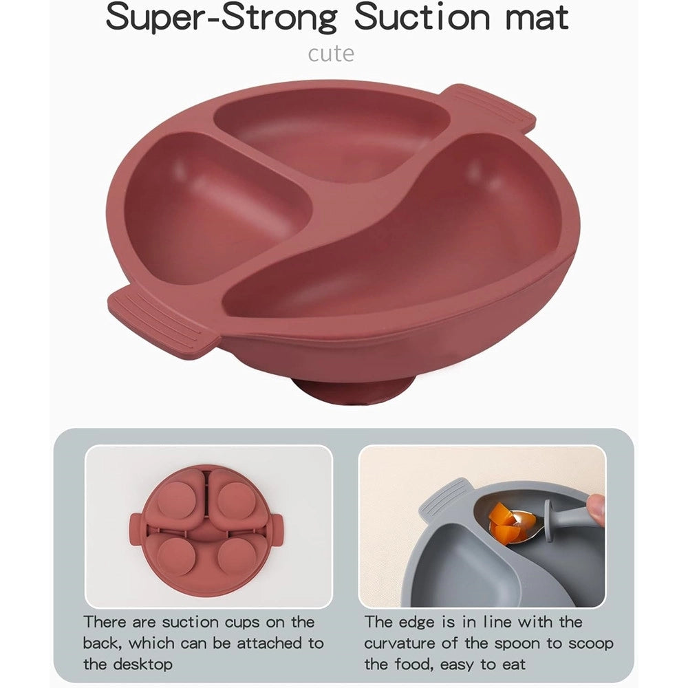 Trade Shop - Set Pappa Svezzamento Bambini 6pz Piatto Con Ventosa Ciotola Cucchiaio Bavaglino Tazza -