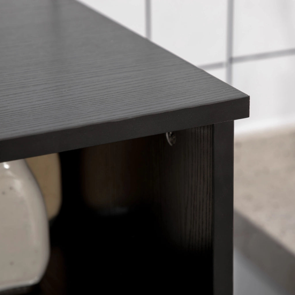 Cassettiera con ante e ripiani ¨C Zephmum ¨C Legno nero 90x40x120 cm