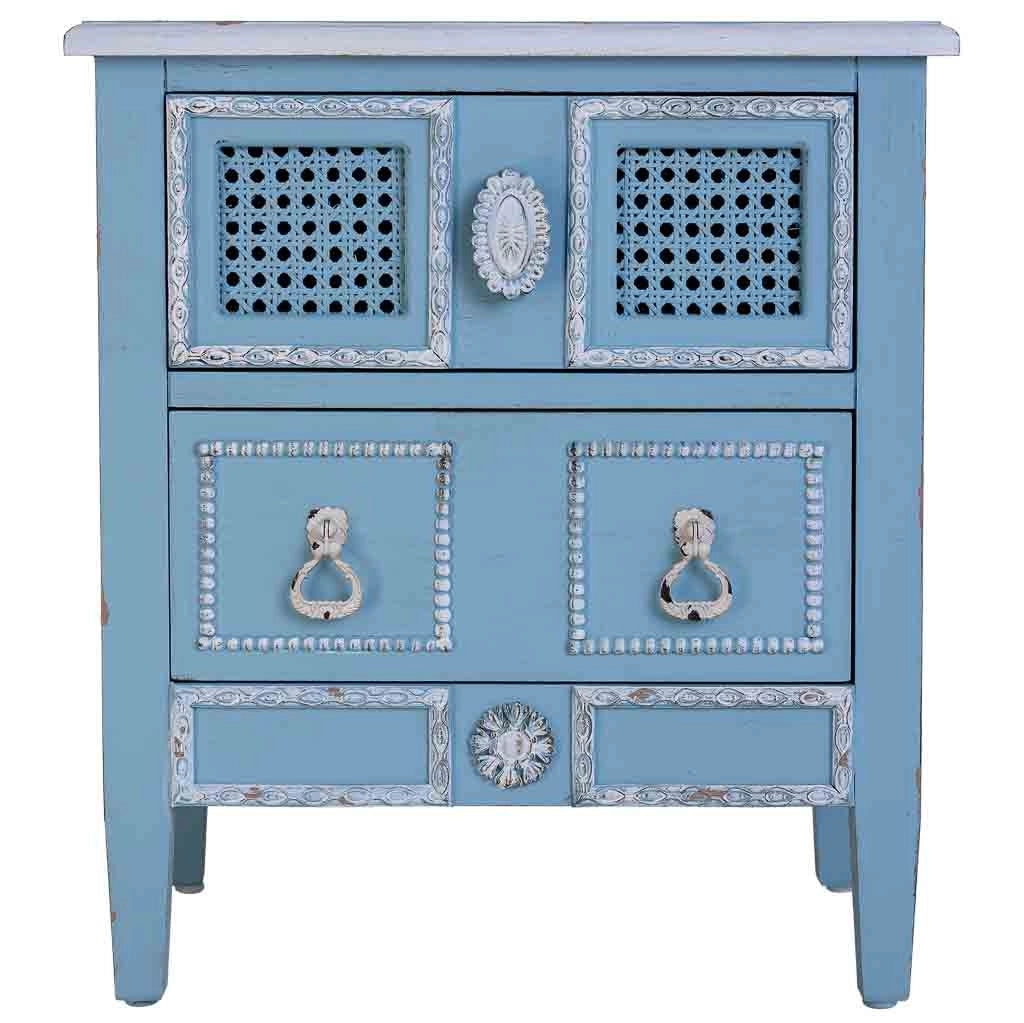 Comodino in legno laccato blu 46x32x52h cm