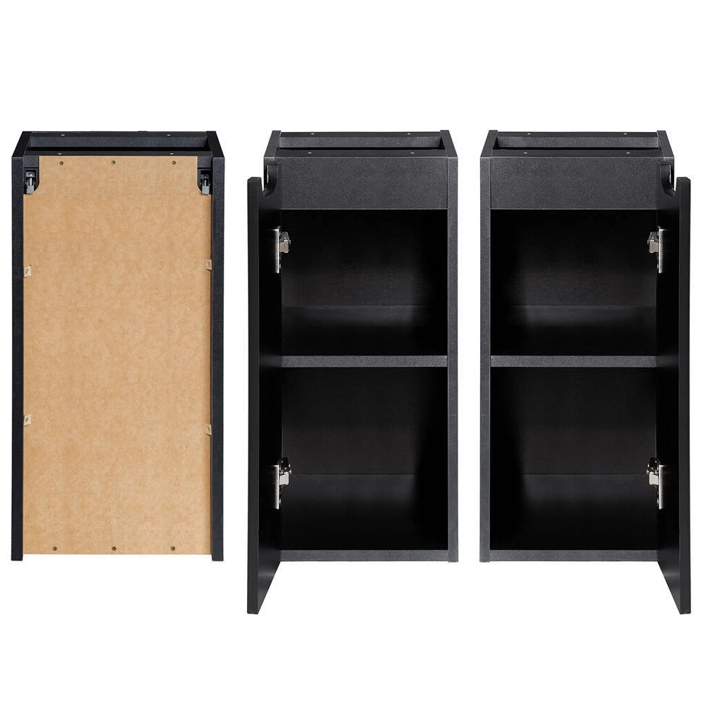 Armadietto Pensile NEWPORT con Anta e Ripiano 30x60x40 cm - Nero [en.casa]