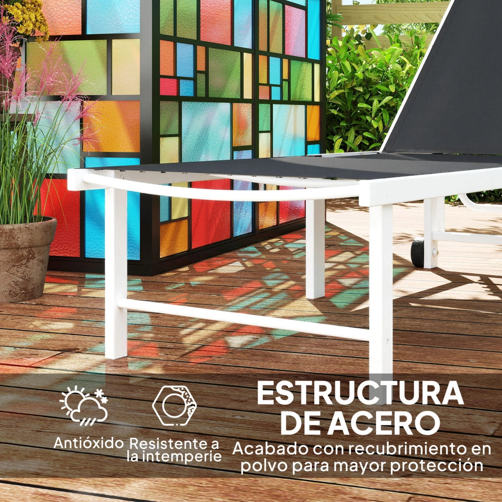 Poltrona Reclinabile da Giardino con Ruote e Schienale Regolabile ¨C Zephmum ¨C Grigio 166x60x84 cm