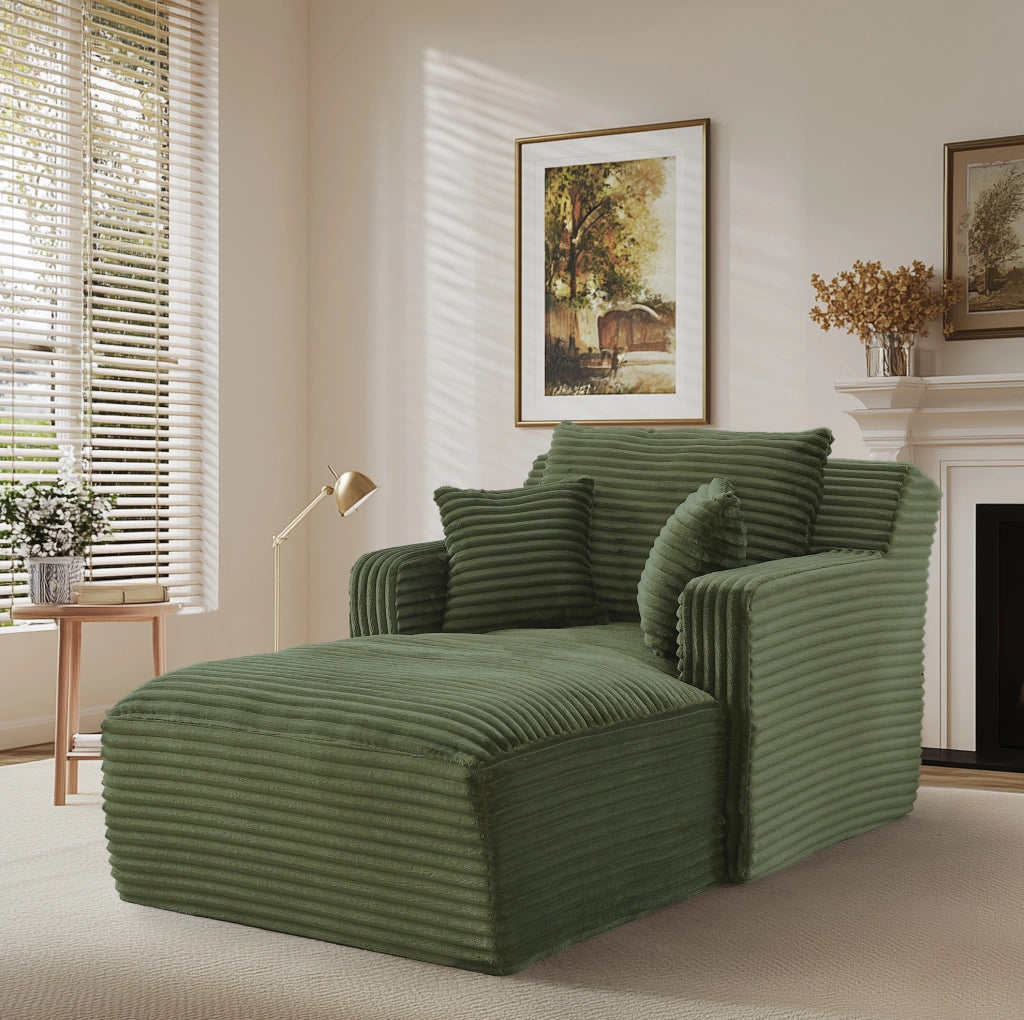 Chaiselongue in tessuto a coste, senza montaggio, verde, 127 cm