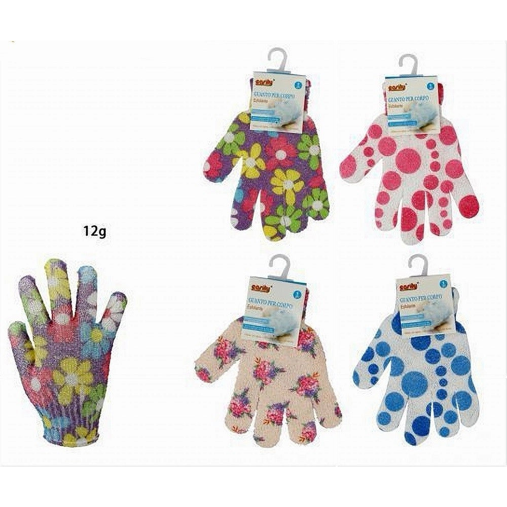 Trade Shop - Set 4pz Guanto Doccia Bagno Massaggio Esfoliante Pelle Corpo Varie Fantasie 79285 -