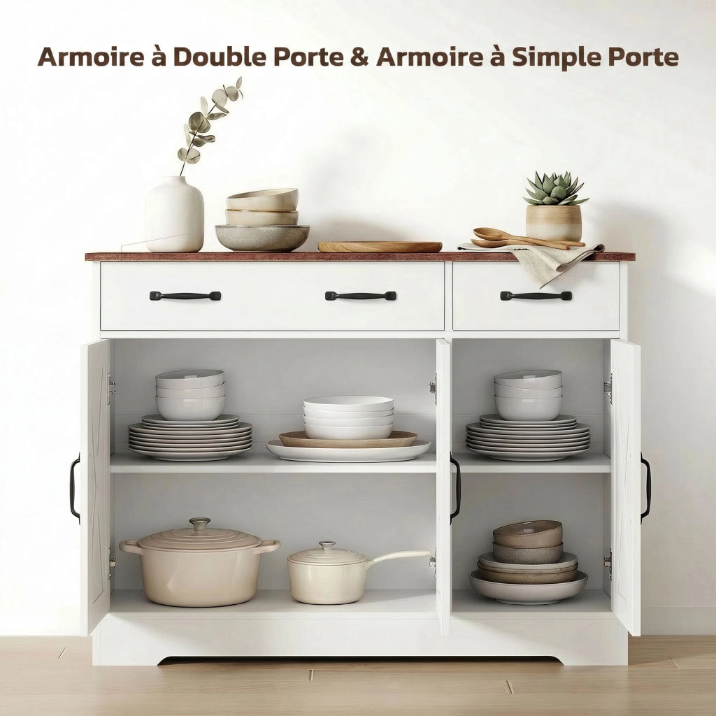 Credenza ¨C zephmum ¨C Bianco, Rovere, 108x40x81 cm