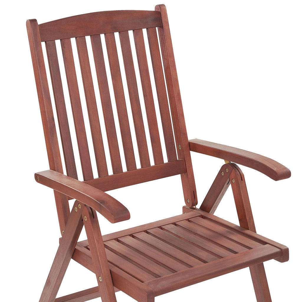 Set di 2 sedie da giardino in legno di acacia pieghevoli regolabili per esterni stile rustico country