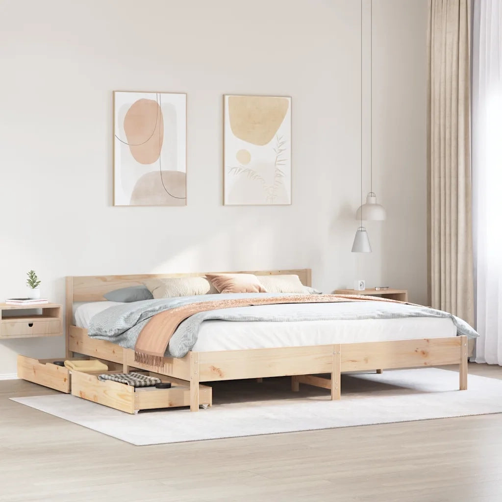 Letto senza Materasso 200x200 cm in Legno Massello di Pino 3301737