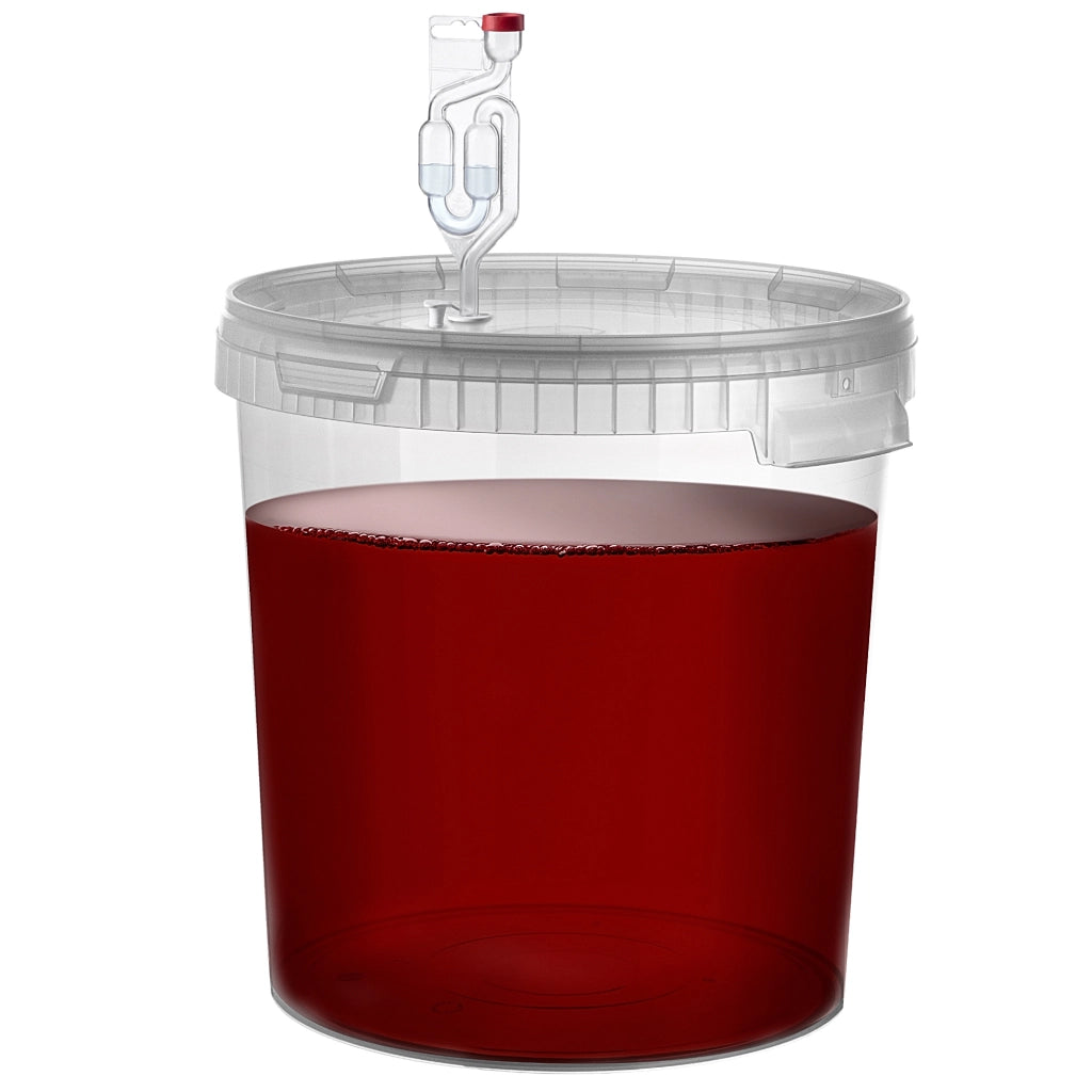 Contenitore di fermentazione KADAX da 33 litri per vino, liquori, birra e sidro, con tappo in sughero.