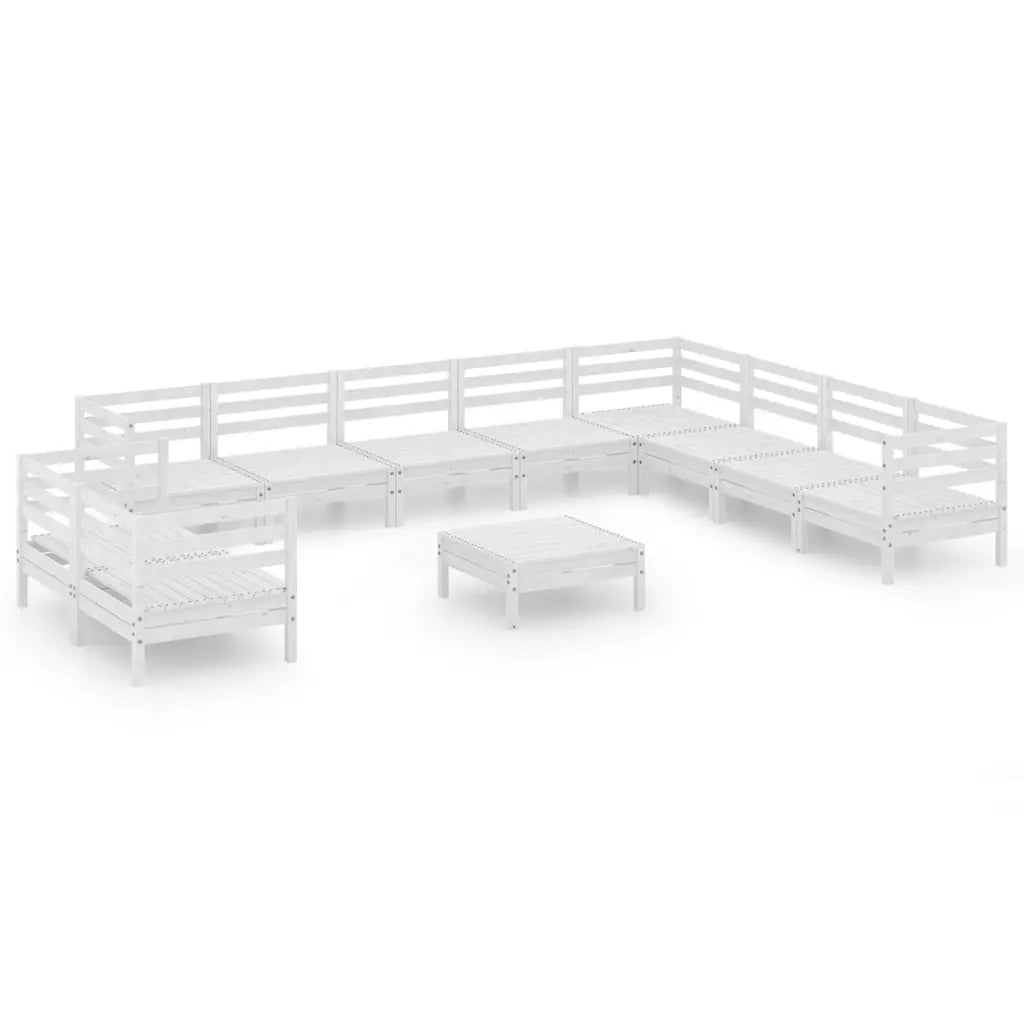 Set Salotto da Giardino 11 pz in Legno Massello di Pino Bianco 3083200