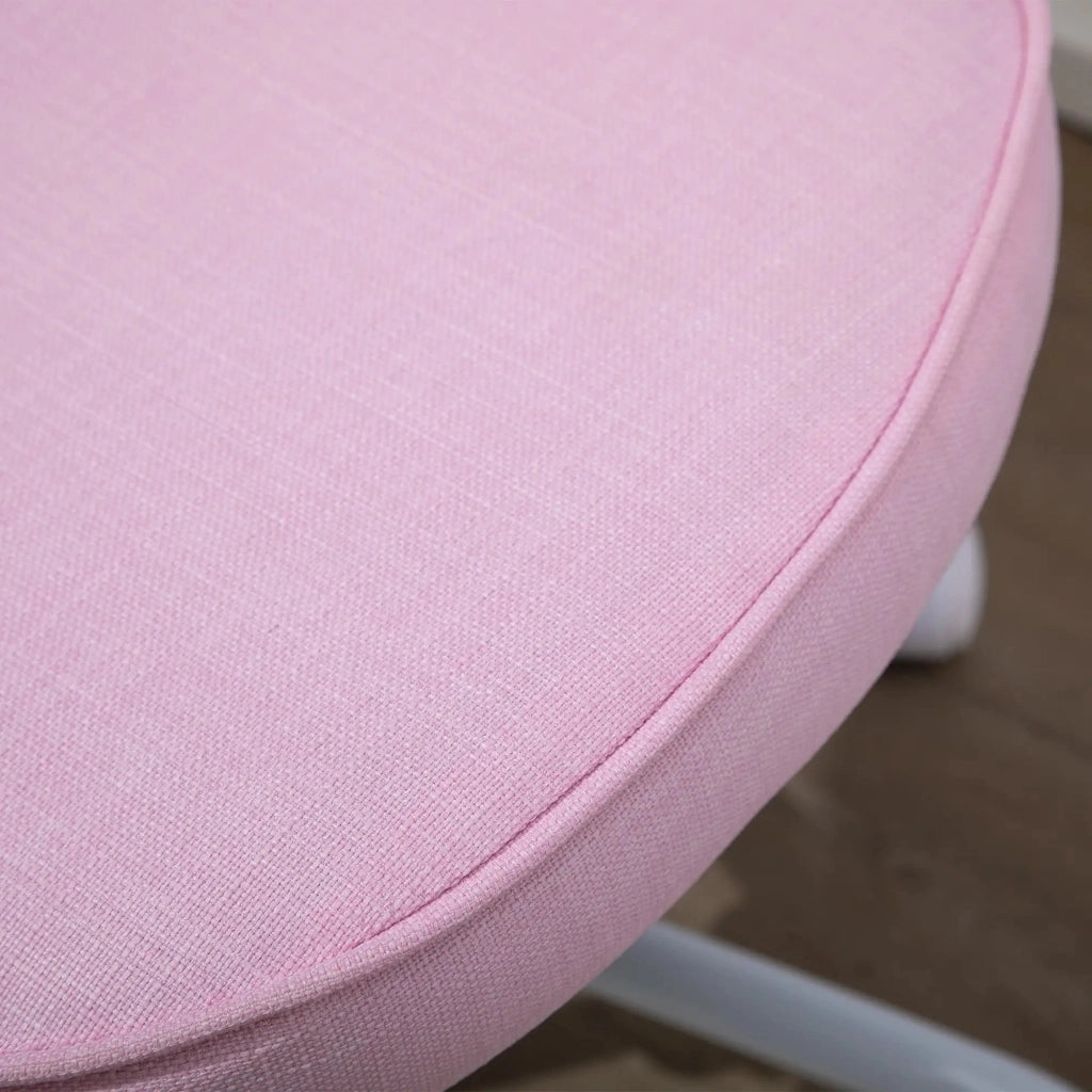 Sedia da ufficio con schienale a cuore, altezza regolabile e ruote a 360 gradi in schiuma rosa