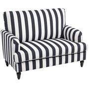 Poltrona da Salotto con Seduta Ampia in Velluto a Righe con Molle a S, 115x82x82 cm, Nero e Bianco