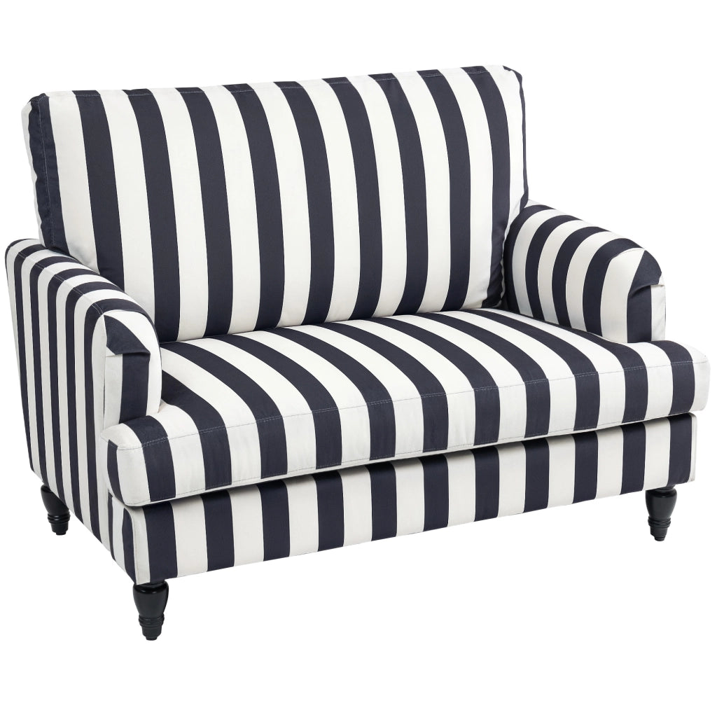 Poltrona da Salotto con Seduta Ampia in Velluto a Righe con Molle a S, 115x82x82 cm, Nero e Bianco