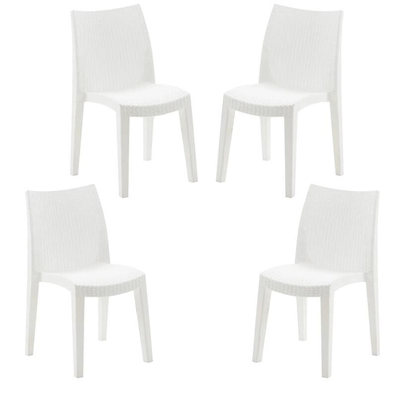 SET 4 SEDIE LADY IMPILABILE DA ESTERNO ED INTERNO BIANCA 55 X 48 X H86 CM