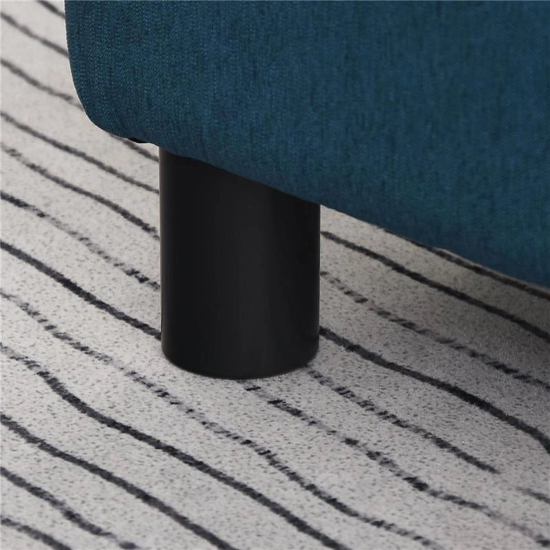 POUF POGGIAPIEDI IMBOTTITO E RETTANGOLARE IN POLIESTERE E PLASTICA 40X30X24 CM BLU SCURO