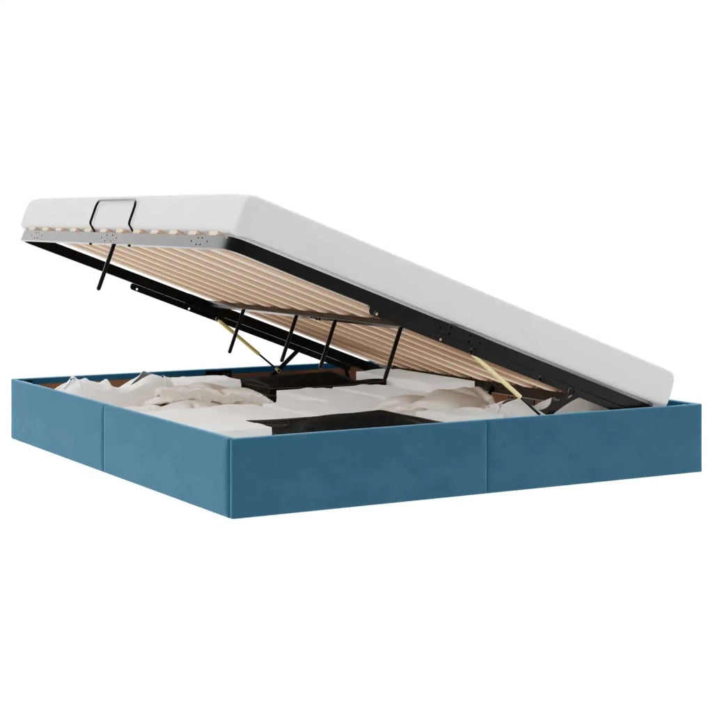 Letto ottomano con archiviazione Blu Scuro 180 x 200 cm Velluto 3442902