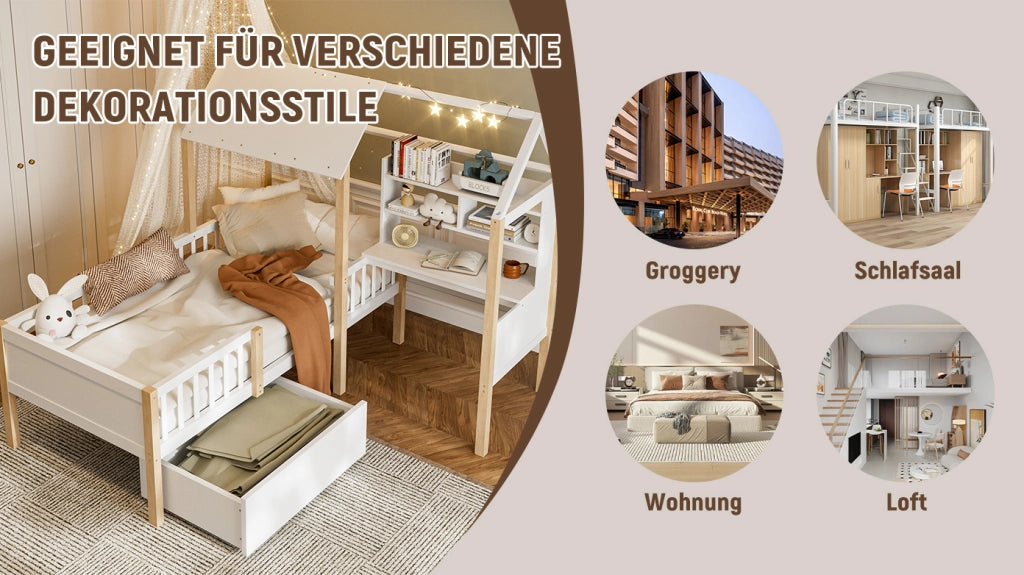 letto bambini legno bianco 90 x 200 cm