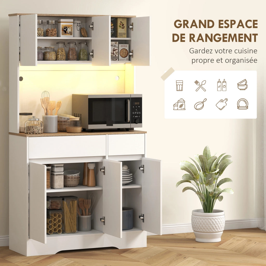 Buffet da cucina ¨C zephmum ¨C 6 ante, 2 cassetti, bianco, con luce LED