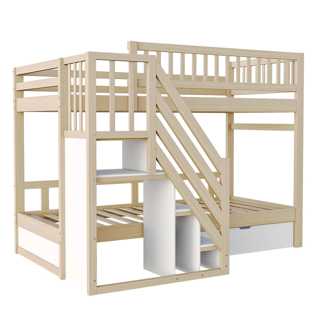 LETTO a castello 90x200 cm in legno, bianco/grigio/effetto legno