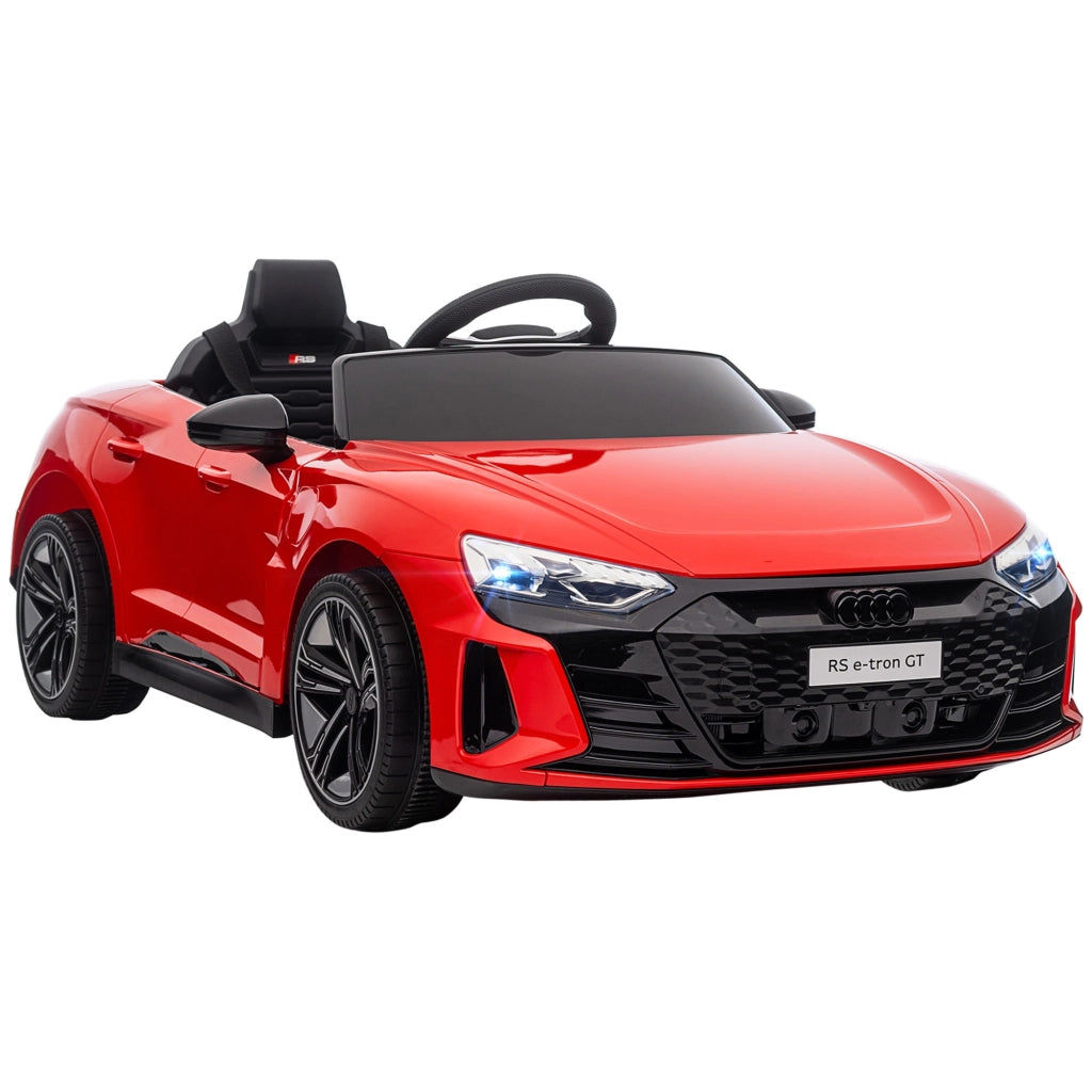 EasyComfort Macchina Elettrica per Bambini 5 Anni max Licenza Audi con Pulsanti, Cinture e Fari, 103x58x41 cm, Rossa e Nera