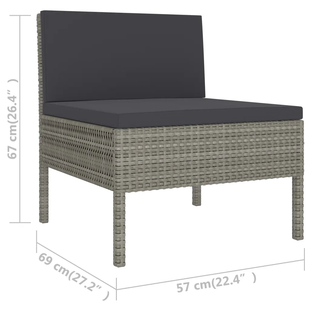 Set Divani da Giardino 6 pz con Cuscini in Polyrattan Grigio cod mxl 44035