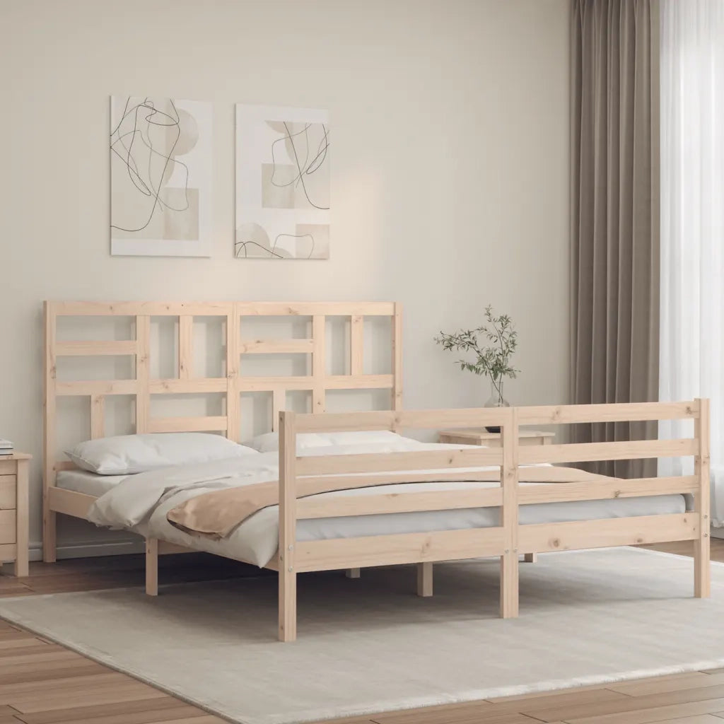 Giroletto con Testiera-Struttura Letto con testiera 160x200 cm in Legno Massello 934686