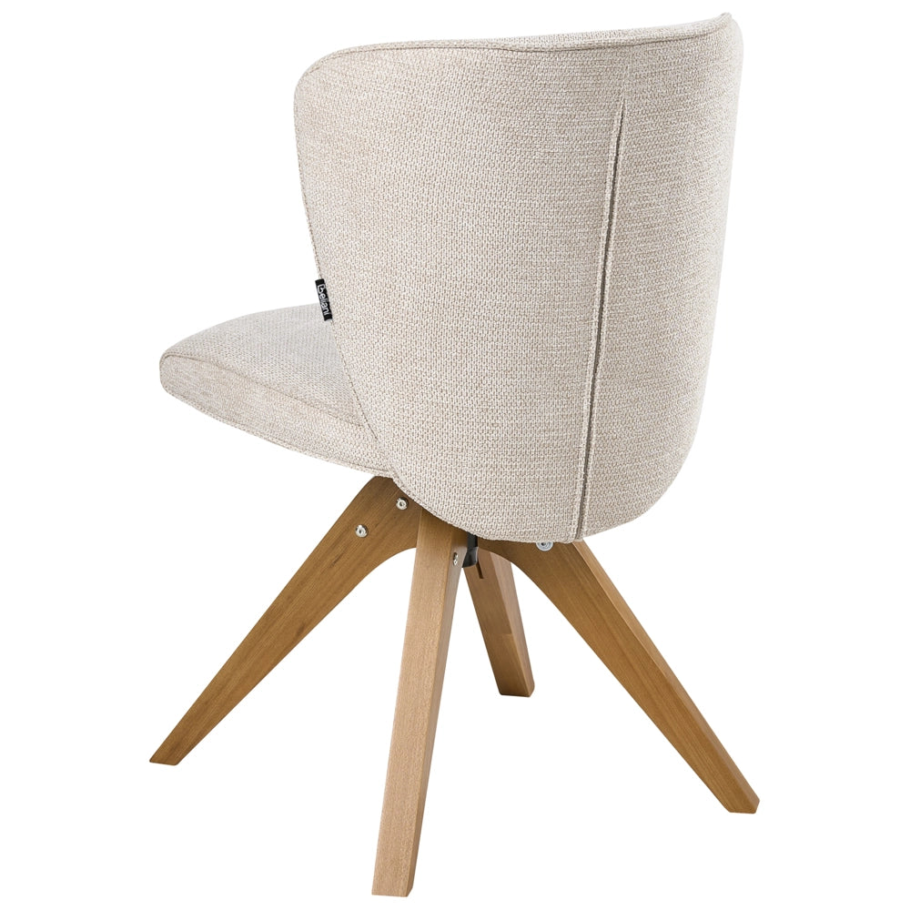 Set di 2 sedie da pranzo girevoli Rivestimento in tessuto beige chiaro Base con gambe in legno girevoli in metallo