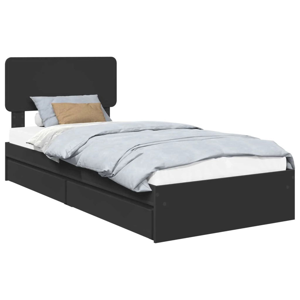 Letto con Contenitore Nero 90 x 190 cm Legno multistrato