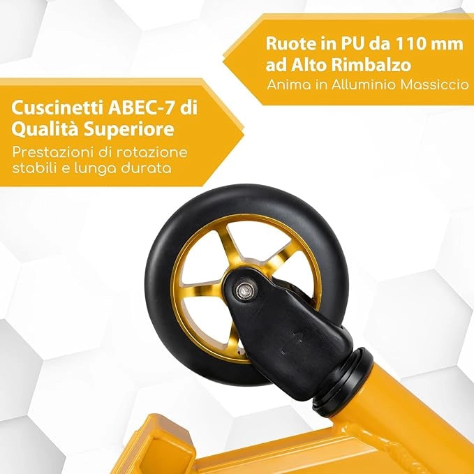 Scooter Acrobatico per Bambini, Monopattino Freestyle con 2 Ruote PU e Ampia Pedana in Alluminio, Scooter Pro per Trucchi Leggero da Strada per Bambini 10+ Anni, Carico 100 KG