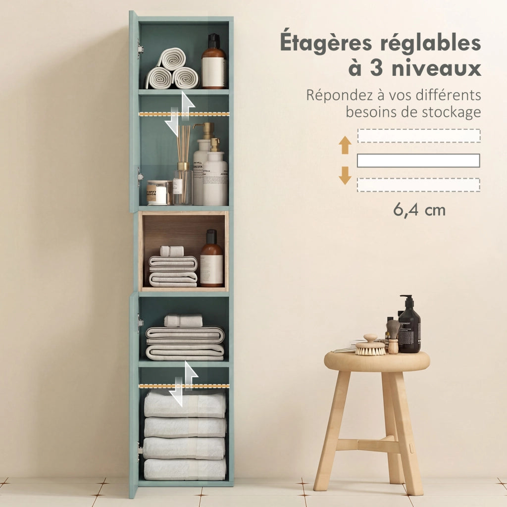 Mobile colonna bagno con ante ¨C zephmum ¨C verde 30x24x140cm