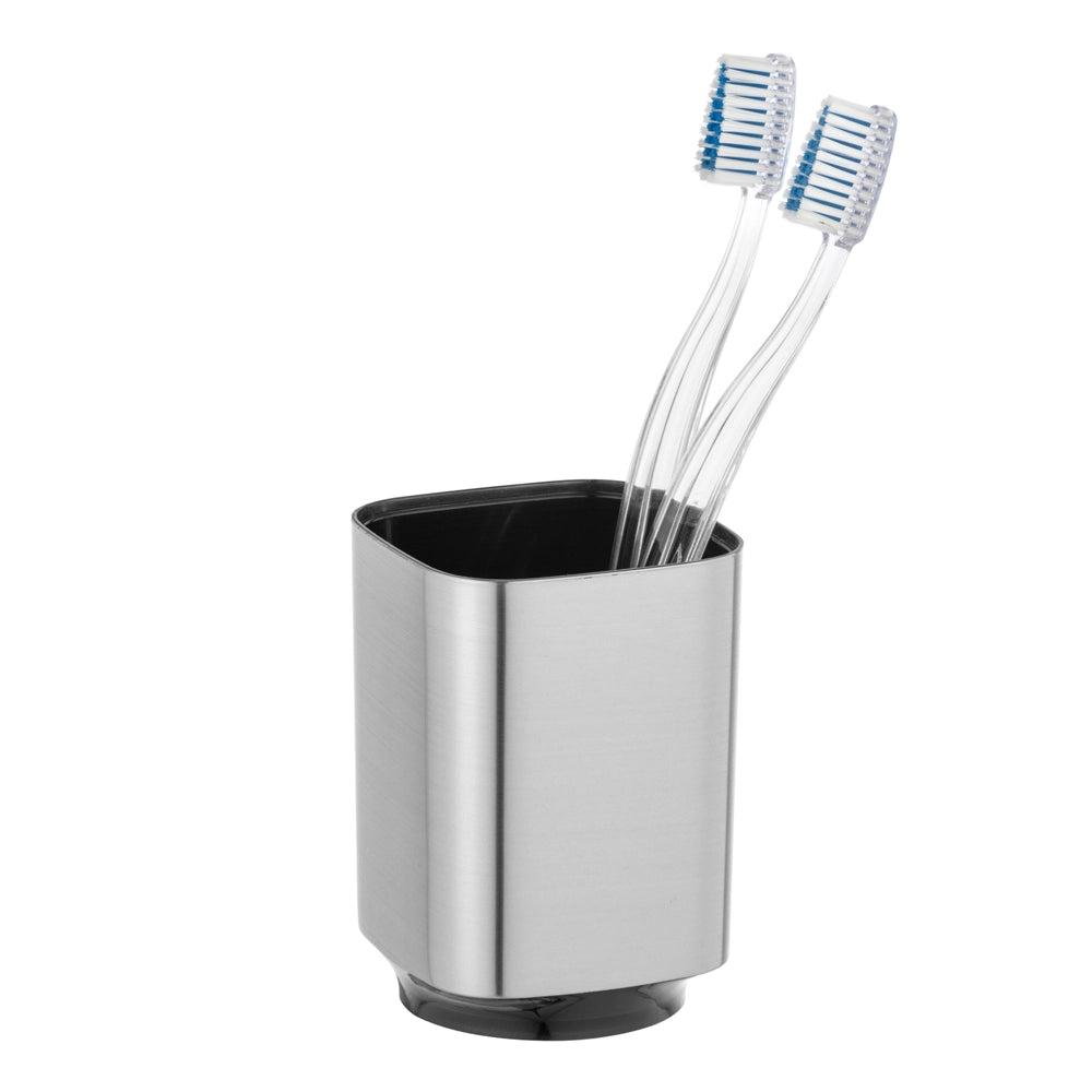 Set accessori bagno 3 pezzi color argento satinato e nero Lumina