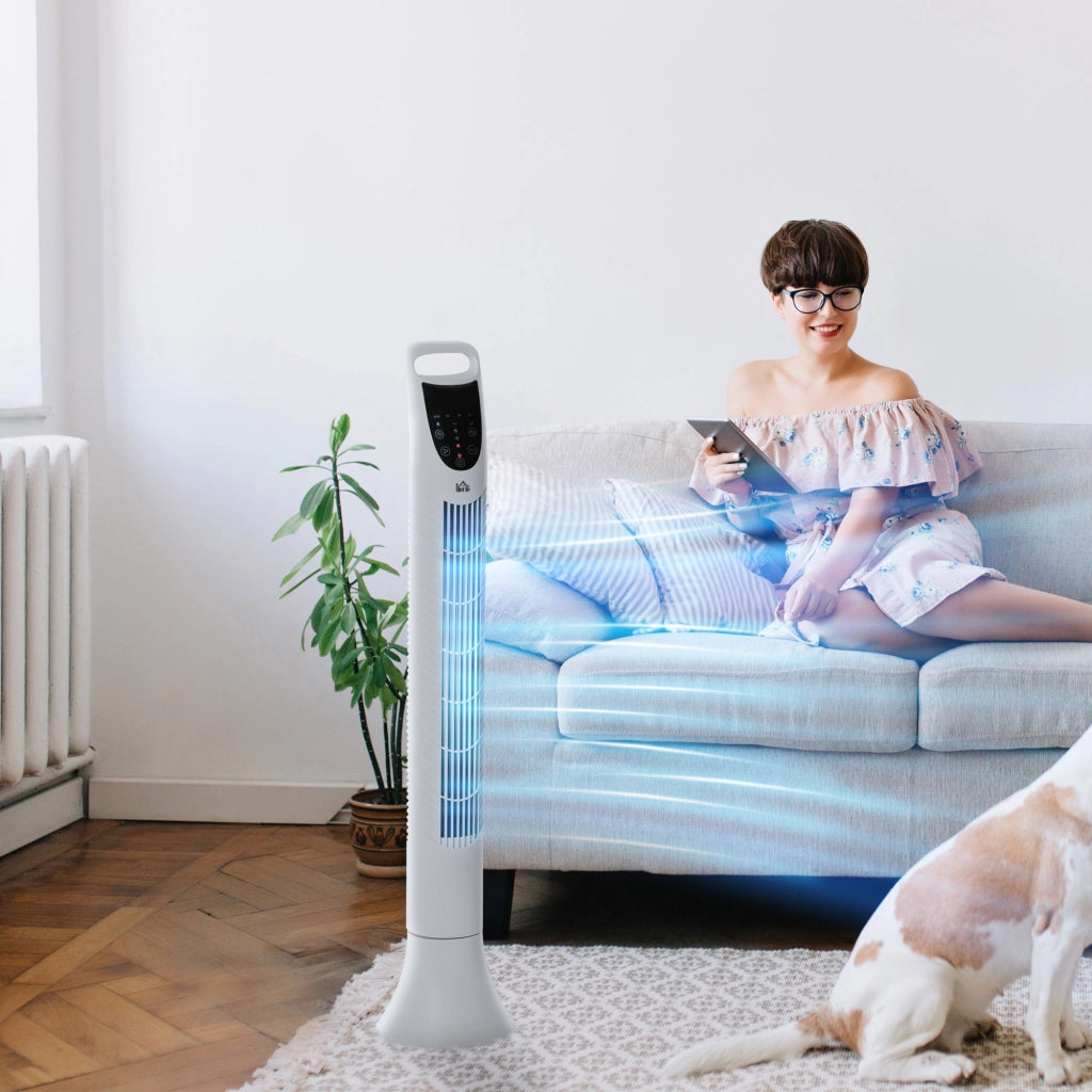 Ventilatore a colonna oscillante silenzioso con telecomando ¨C zephmum ¨C Bianco 40W 91.5cm