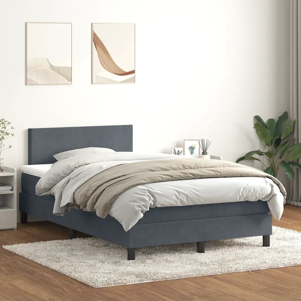 vidaXL Giroletto a Molle con Materasso Grigio Scuro 120x220 cm Velluto