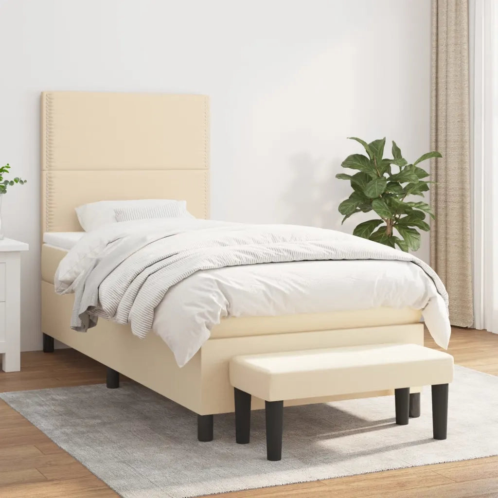 Giroletto a Molle con Materasso Crema 100x200 cm in Tessuto 3136498