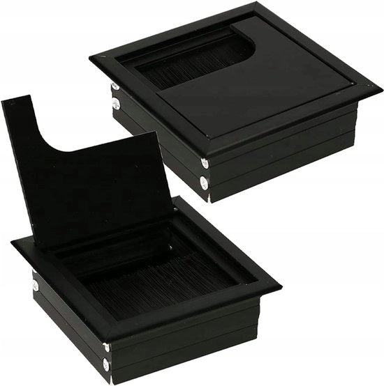 2 x Porta cavi per scrivania - canale cavi per scrivania - porte cavi - per scrivania, scrivania per computer, mobili, tavolo di riunione - Alluminio - Nero - 80MM x 80MM