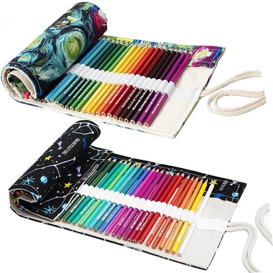 Borsa a penna in tela, 2 pezzi 36 celle borsa a penna, Borsa a matite in tela portatile contenitore per matite contenitore per pennarelli contenitore per matite per artisti viaggiatori scuola