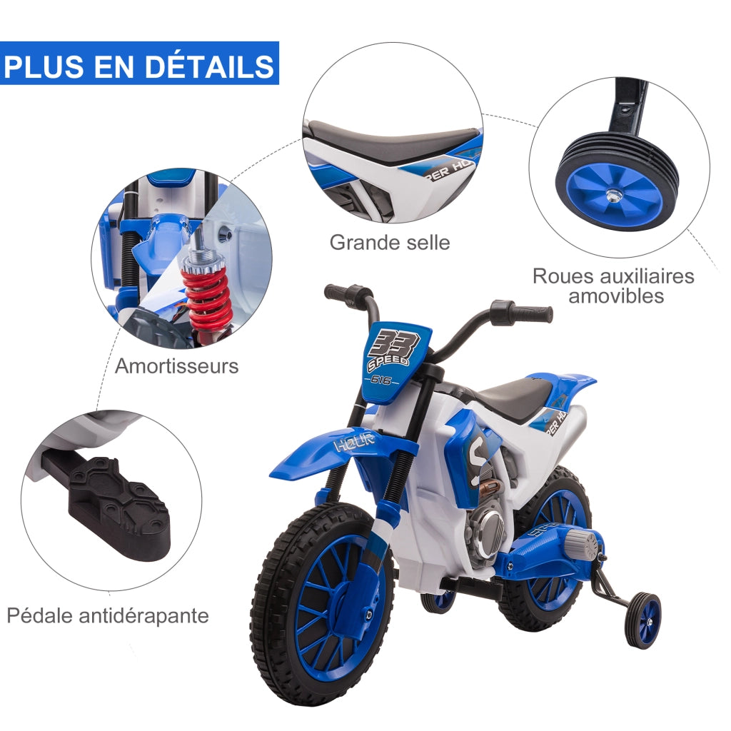 Moto Elettrica per Bambini 3-5 Anni 12V ¨C zephmum ¨C 106.5x51.5x68 cm Blu