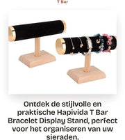 Supporto per collane T-Bar - Bracciale per collane - Supporto per gioielli - 23 cm - Legno compresso/ Pelle di cuoio