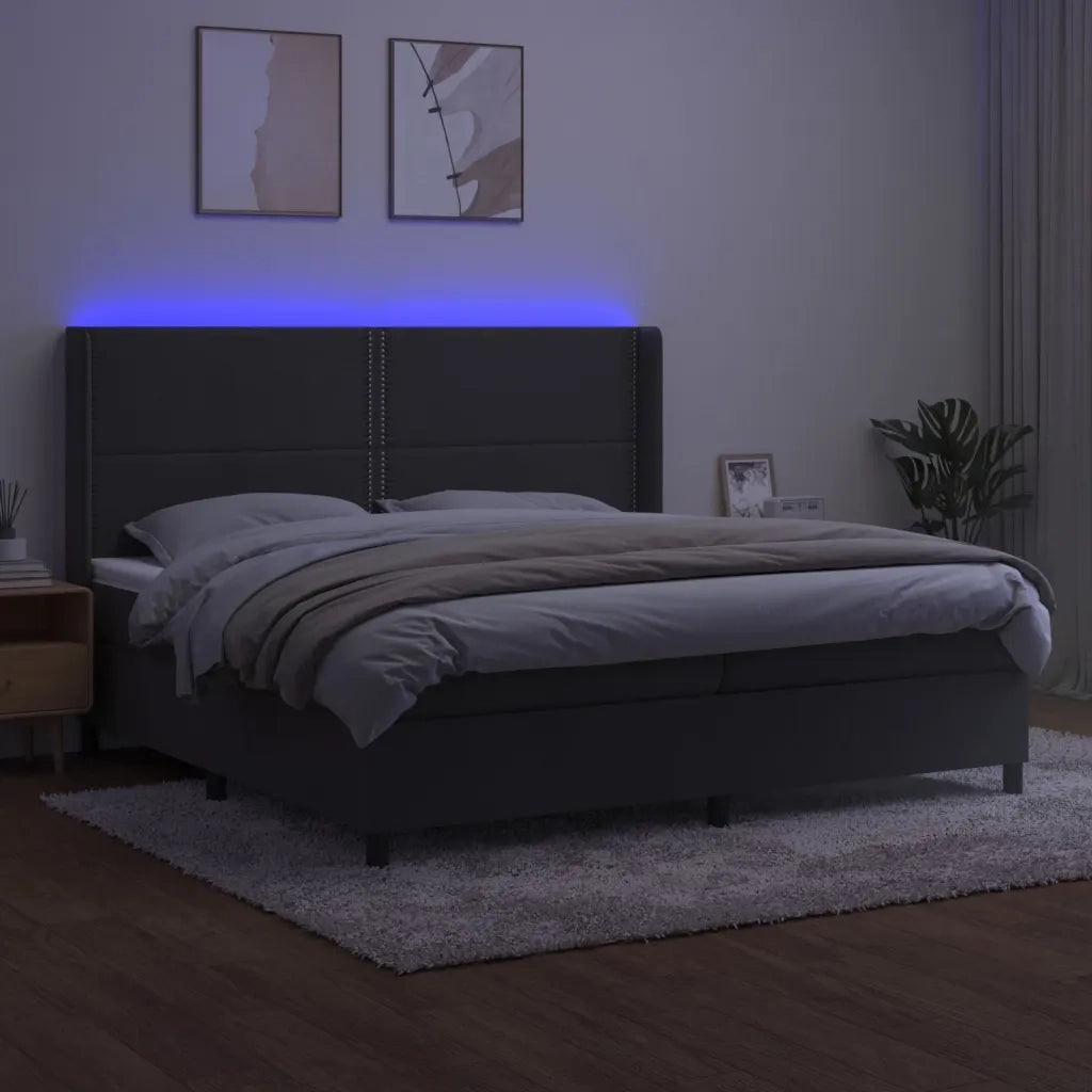 Letto a Molle con Materasso e LED Grigio Scuro 200x200 cm 3139524
